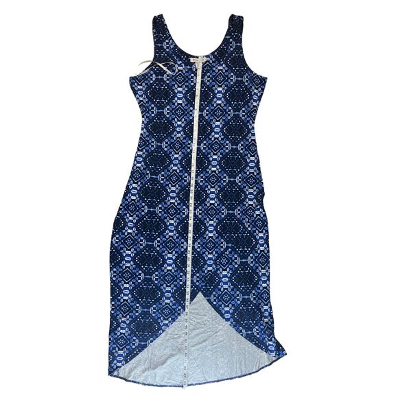 Tommy Bahama Blue Printed Sleeveless Midi Dress Size XL |Hi-Low Hem Casual Dress - Picture 5 of 8